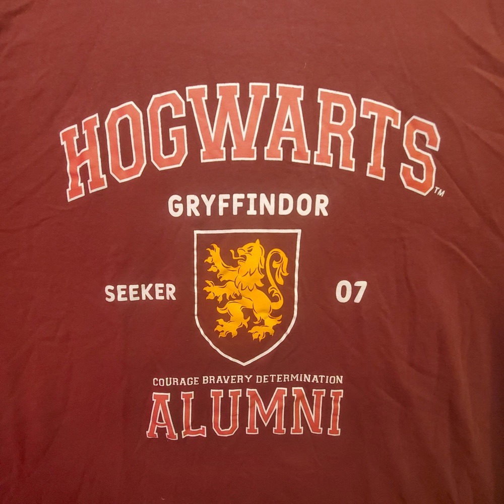 Harry Potter Hogwarts Gryffindor Seeker Alumni Maroon T-Shirt Women's XL Tee Top - Picture 6 of 6